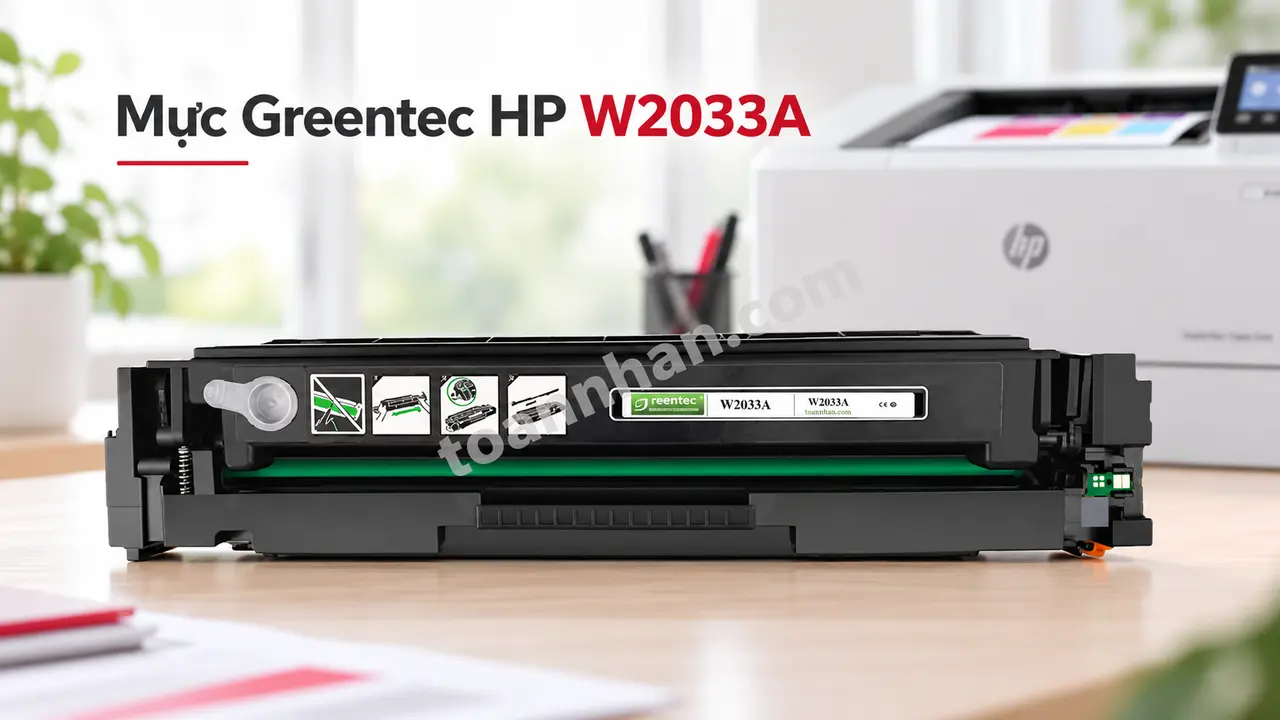 Cartridge Greentec HP W2033A đúng mã bên máy in laser