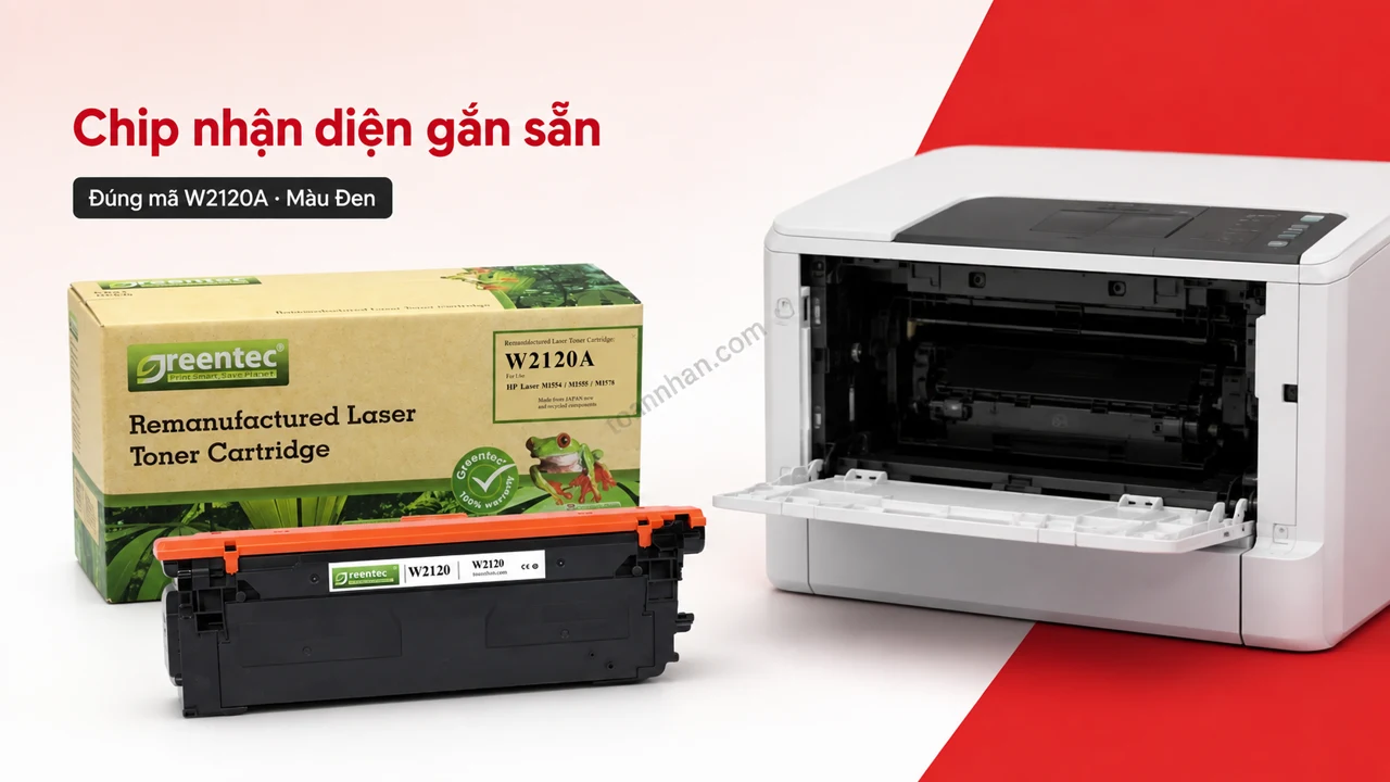 Hộp mực Greentech HP W2120A màu Đen có chip nhận diện cạnh máy in tương thích