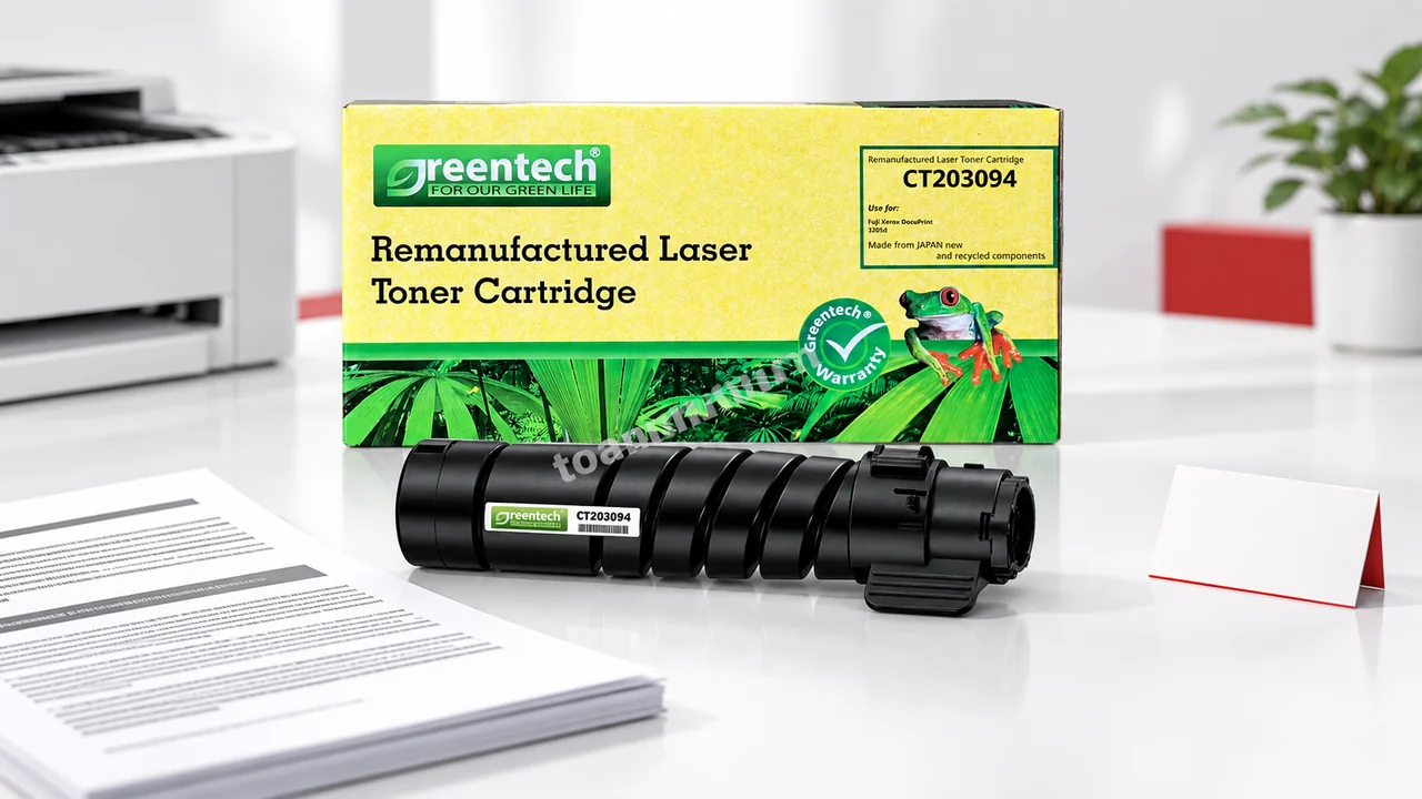 Hộp và cartridge mực Greentech CT203094 cạnh bản in văn bản đen
