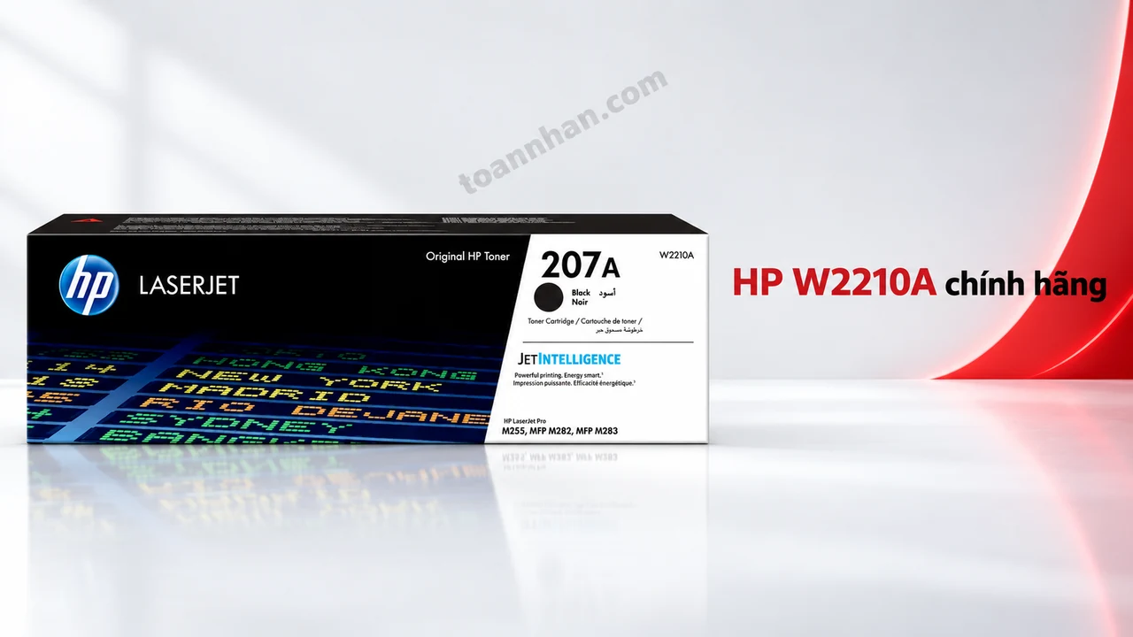 Hộp mực HP W2210A chính hãng màu đen trên nền trắng đỏ