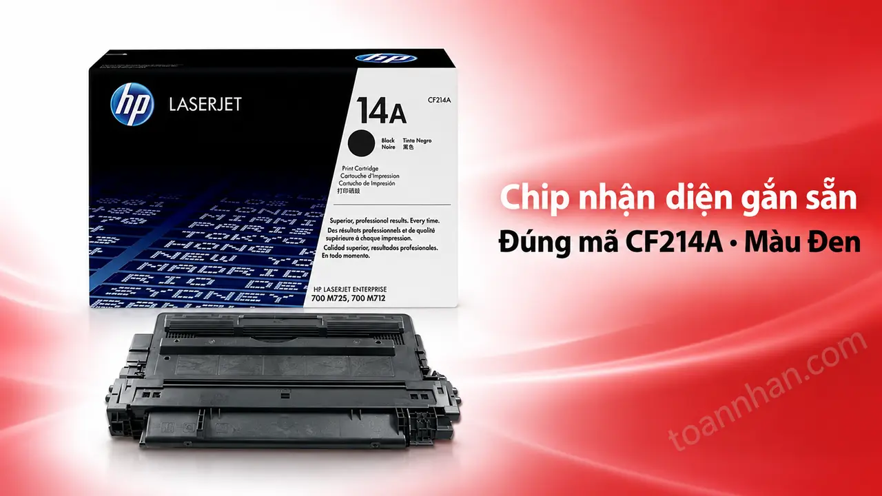 Hộp mực HP CF214A chính hãng màu Đen có chip nhận diện gắn sẵn