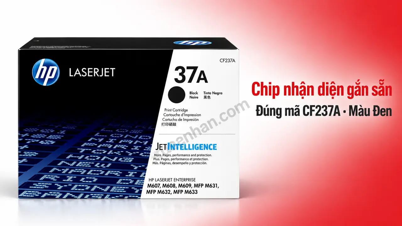 Hộp mực HP CF237A chính hãng màu Đen có chip nhận diện gắn sẵn