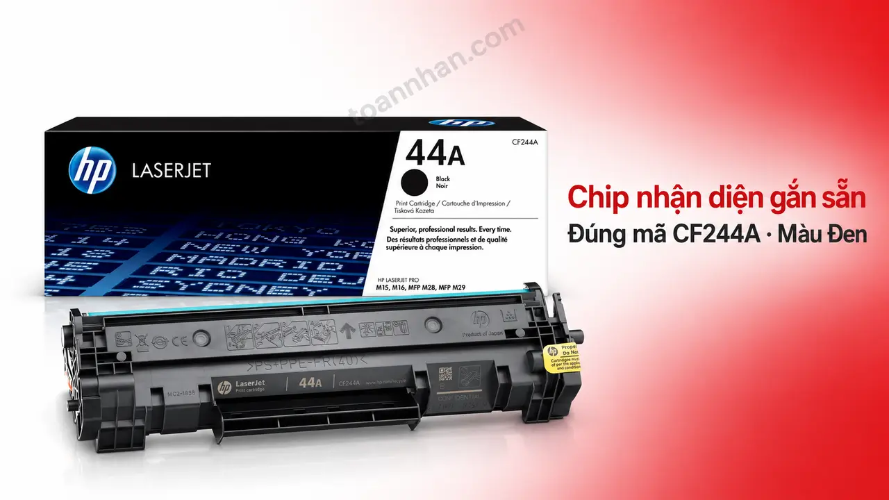 Hộp mực HP CF244A chính hãng màu Đen có chip nhận diện gắn sẵn