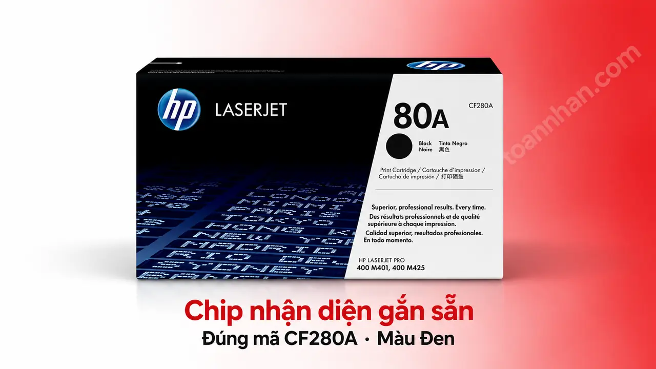 Hộp mực HP CF280A chính hãng màu Đen có chip nhận diện gắn sẵn