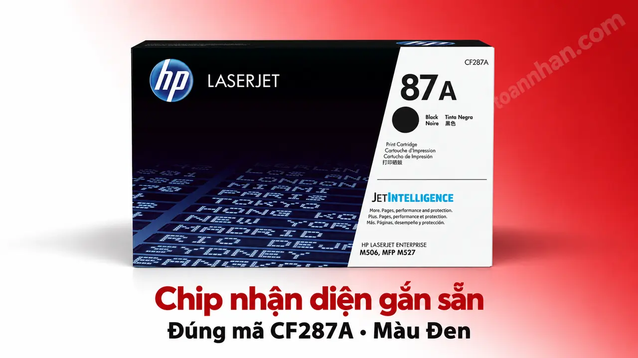 Hộp mực HP CF287A chính hãng màu Đen có chip nhận diện gắn sẵn