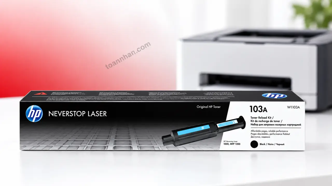Hộp mực HP W1103A chính hãng, nguyên hộp cạnh máy in laser