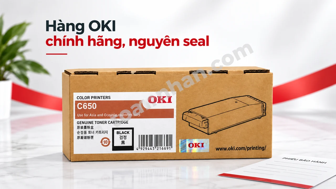 Hộp mực OKI C650BK đen chính hãng cùng phiếu bảo hành