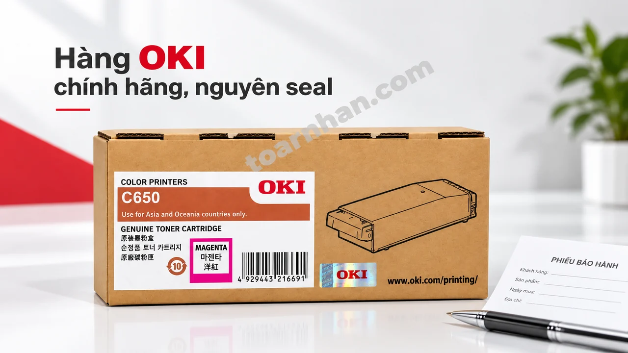 Hộp mực OKI C650M hồng Magenta chính hãng cùng phiếu bảo hành