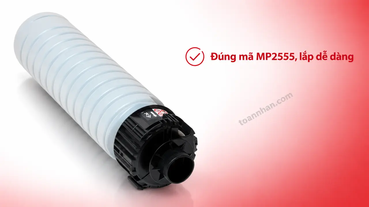 Mực in laser Ricoh MP2555 chính hãng trên nền studio, minh họa lắp đúng mã hộp mực