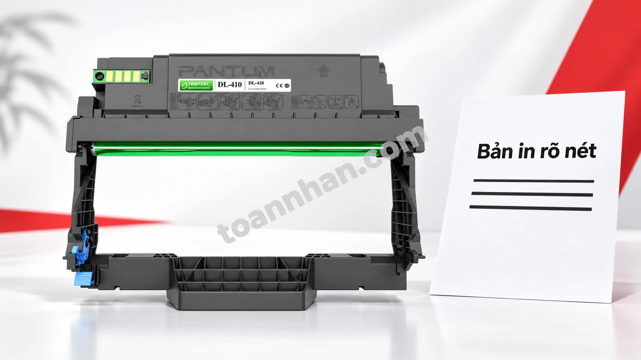Cụm drum Greentec DL-410 dùng với mực Pantum 410H cạnh bản in rõ nét
