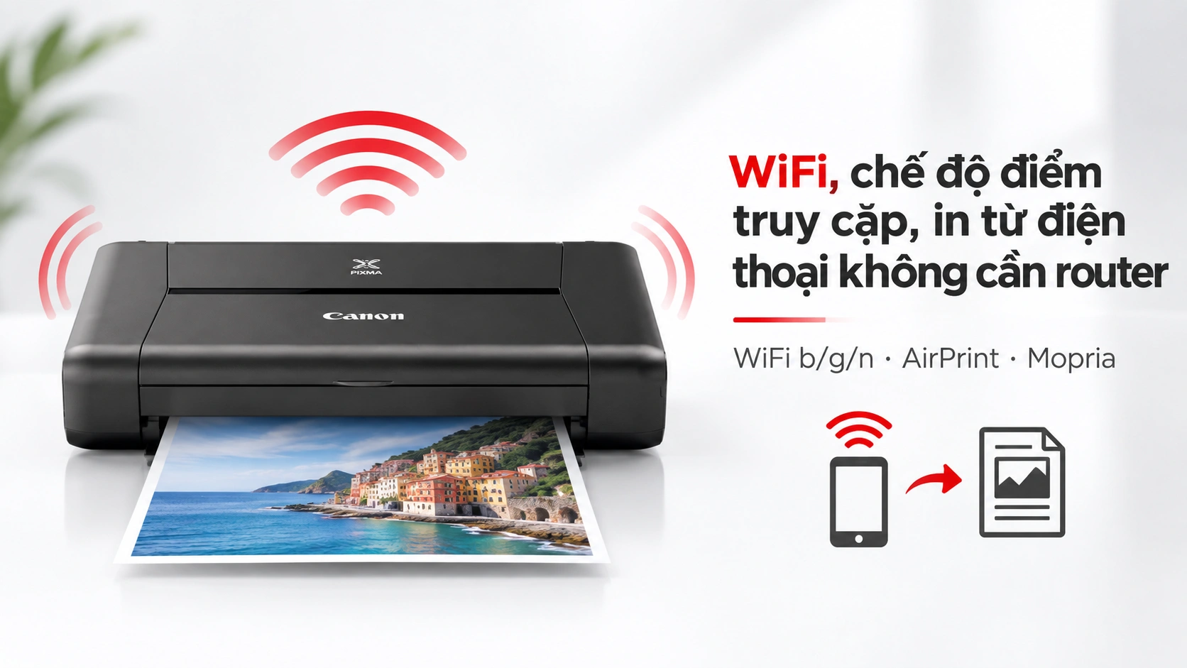 Điện thoại in trực tiếp tới Canon PIXMA iP110 qua WiFi ở chế độ điểm truy cập