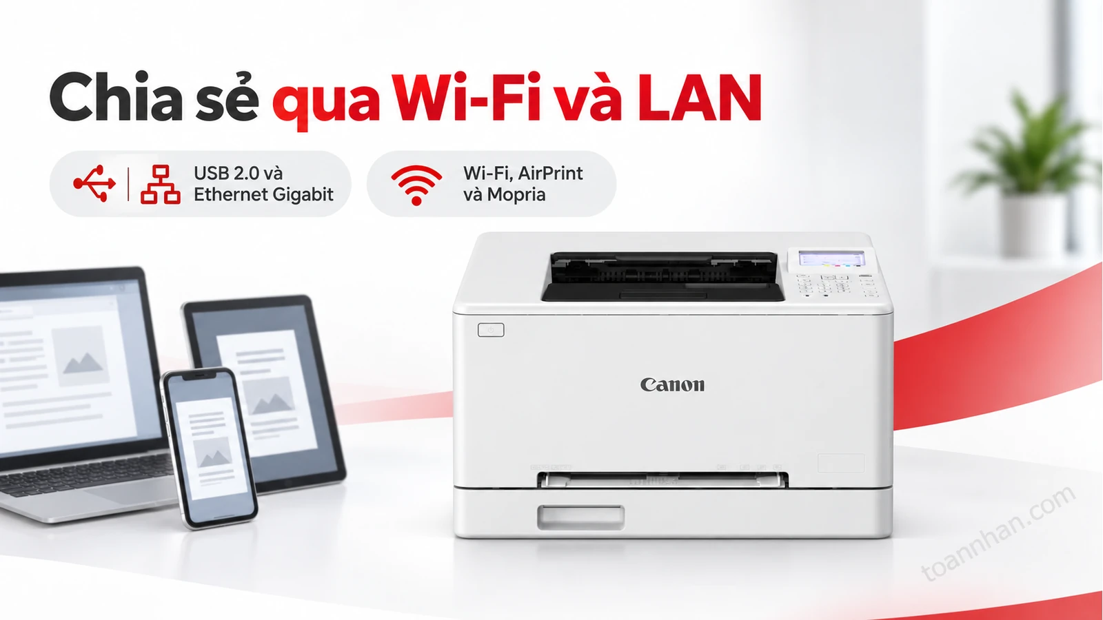 Canon imageCLASS LBP646Cdw — Chia sẻ qua Wi-Fi và LAN