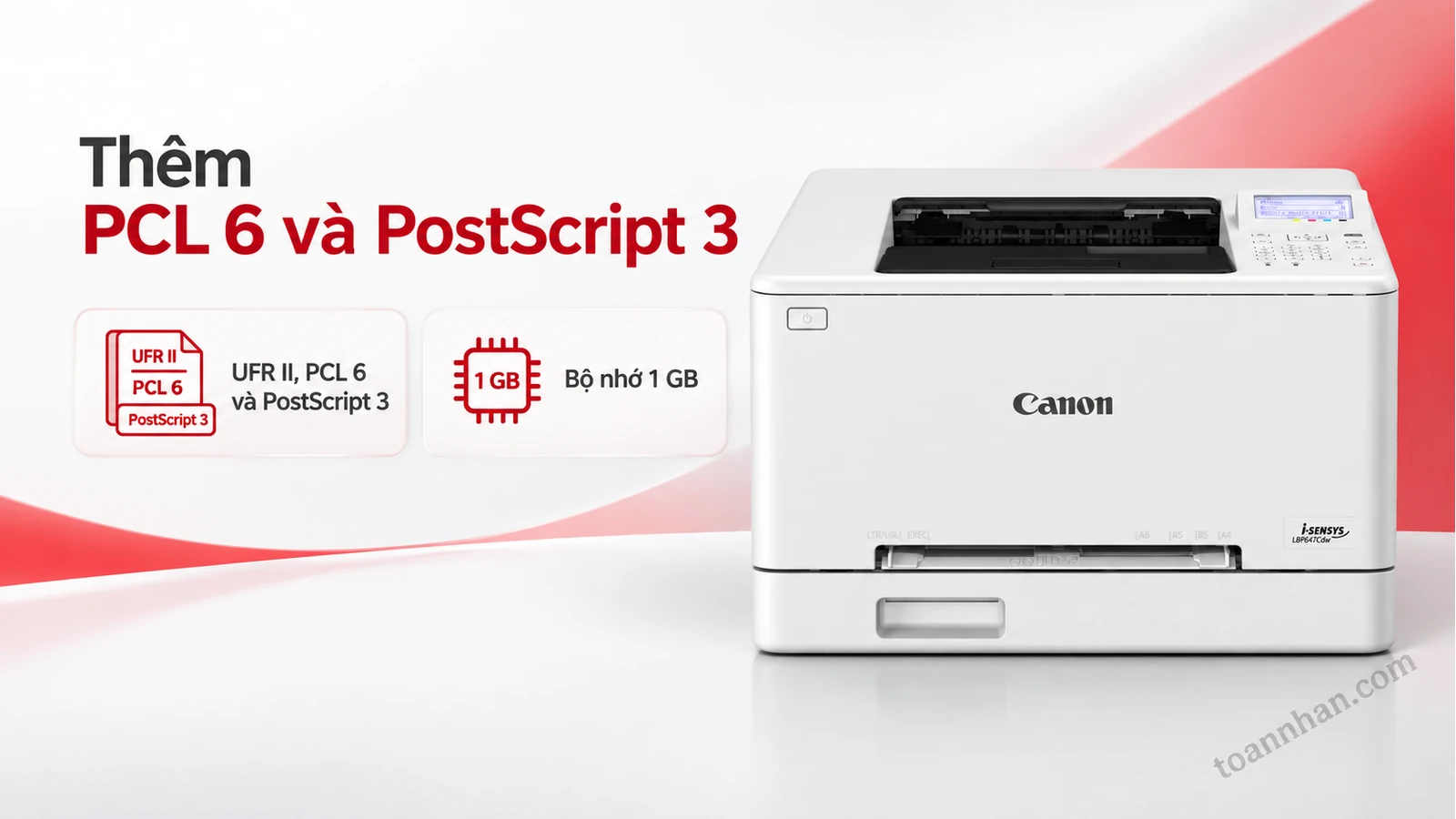 Canon imageCLASS LBP647Cdw — Thêm PCL 6 và PostScript 3