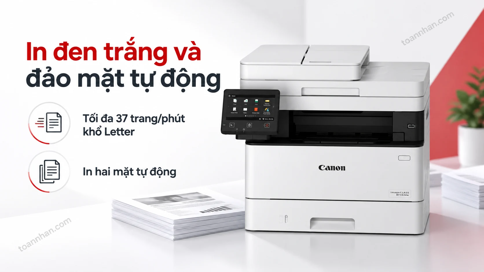 Canon imageCLASS MF462dw — In đen trắng và đảo mặt tự động