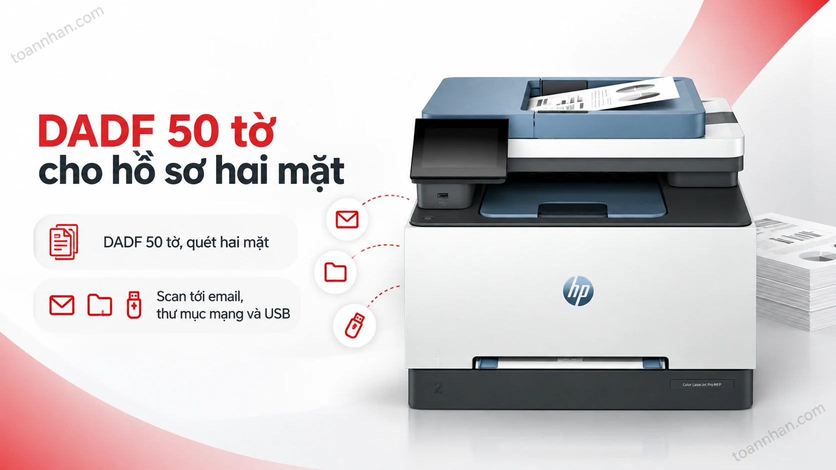 HP Color LaserJet Pro MFP 3303fdw — DADF 50 tờ cho hồ sơ hai mặt