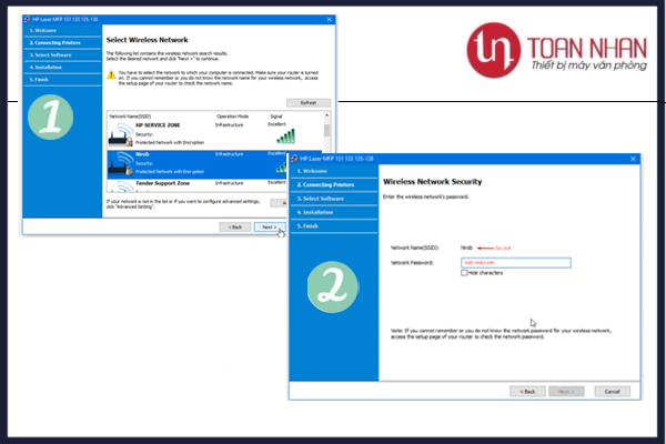 Cai dat may in HP M135w bang wifi 8