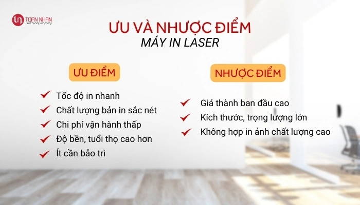 Ưu điểm và nhược điểm của máy in laser