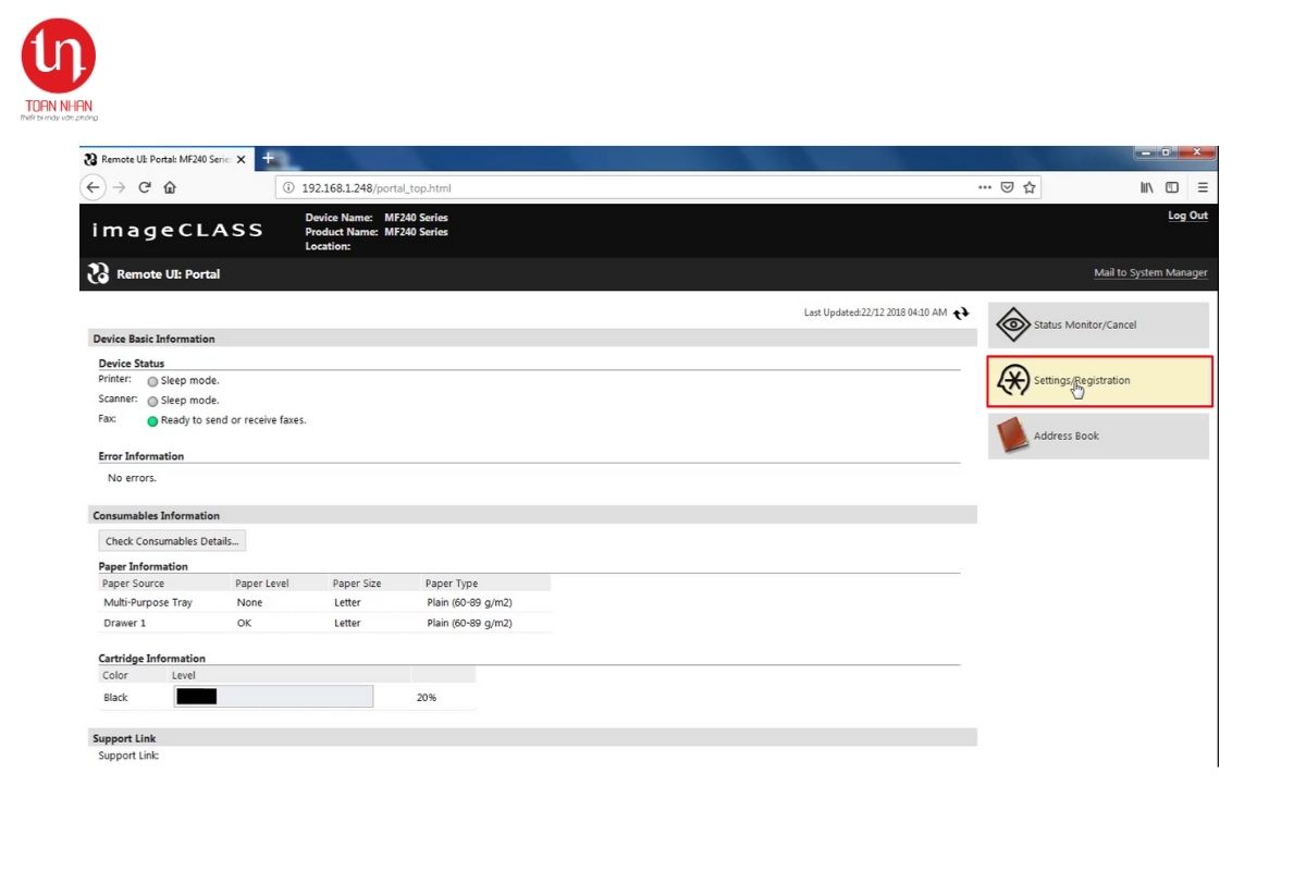 cấu hình scanto email trên máy in Canon 2