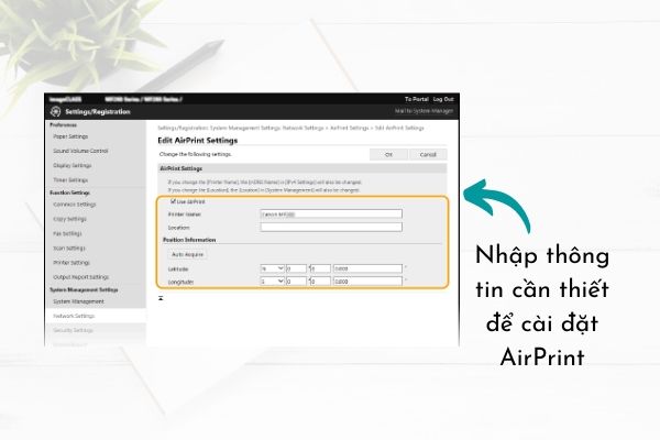 cài đặt airprint máy in Canon 267dw cài đặt airprint máy in Canon 267dw