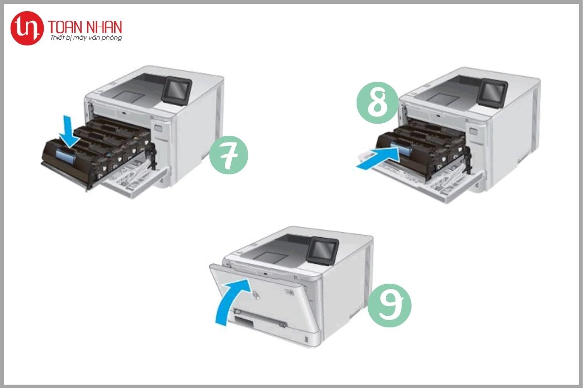 Sau khi sử dụng một thời gian, các bản in của bạn sẽ bị giảm dần chất lượng với các dấu hiệu bị nhoè mờ, lem,... một trong những cách giải quyết chính là thay hộp mực mới. Các bước thực hiện sau Bước 1: Mở cửa trước Bước 2: Nắm phần tay nắm màu xanh ở ngăn hộp mực và kéo ngăn mực ra. Bước 3: Nắm hộp mực và kéo ra ngoài. Bước 4: Tháo hộp mực mới, tháo seal. Bước 5: Đưa hộp mực mới ra khỏi bao bì. LƯU Ý KHÔNG đụng vào trống từ vì dấu vân tay in lên đó có thể ảnh hưởng chất lượng bản in. Bước 6: Nắm 2 bên hộp mực và lắc đều để mực tơi ra. thay hộp mực m254dw 1 Bước 7: Bỏ hộp mực mới vào máy. Nhớ để ý nhãn màu trên hộp mực sao cho khớp nhãn màu trên máy. Bước 8: Đẩy hộp mực vào ngăn mực. Bước 9: Đóng cửa trước. thay hộp mực m254dw 2 Vậy là bạn đã hoàn thành các bước thay hộp mực cho máy in laser màu HP M254dw - 2 Sau khi sử dụng một thời gian, các bản in của bạn sẽ bị giảm dần chất lượng với các dấu hiệu bị nhoè mờ, lem,... một trong những cách giải quyết chính là thay hộp mực mới. Các bước thực hiện sau Bước 1: Mở cửa trước Bước 2: Nắm phần tay nắm màu xanh ở ngăn hộp mực và kéo ngăn mực ra. Bước 3: Nắm hộp mực và kéo ra ngoài. Bước 4: Tháo hộp mực mới, tháo seal. Bước 5: Đưa hộp mực mới ra khỏi bao bì. LƯU Ý KHÔNG đụng vào trống từ vì dấu vân tay in lên đó có thể ảnh hưởng chất lượng bản in. Bước 6: Nắm 2 bên hộp mực và lắc đều để mực tơi ra. thay hộp mực m254dw 1 Bước 7: Bỏ hộp mực mới vào máy. Nhớ để ý nhãn màu trên hộp mực sao cho khớp nhãn màu trên máy. Bước 8: Đẩy hộp mực vào ngăn mực. Bước 9: Đóng cửa trước. thay hộp mực m254dw 2 Vậy là bạn đã hoàn thành các bước thay hộp mực cho máy in laser màu HP M254dw - 2