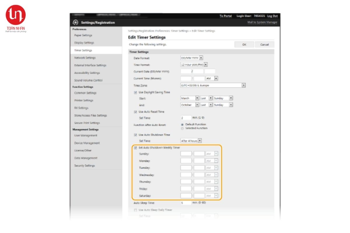 timer settings 1