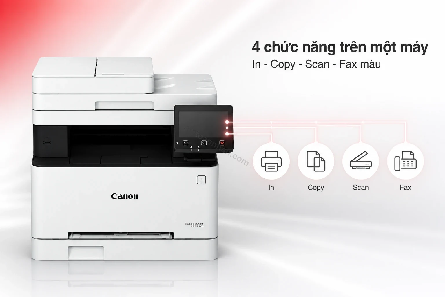 Canon MF645Cx với màn hình cảm ứng màu điều khiển 4 chức năng in copy scan fax