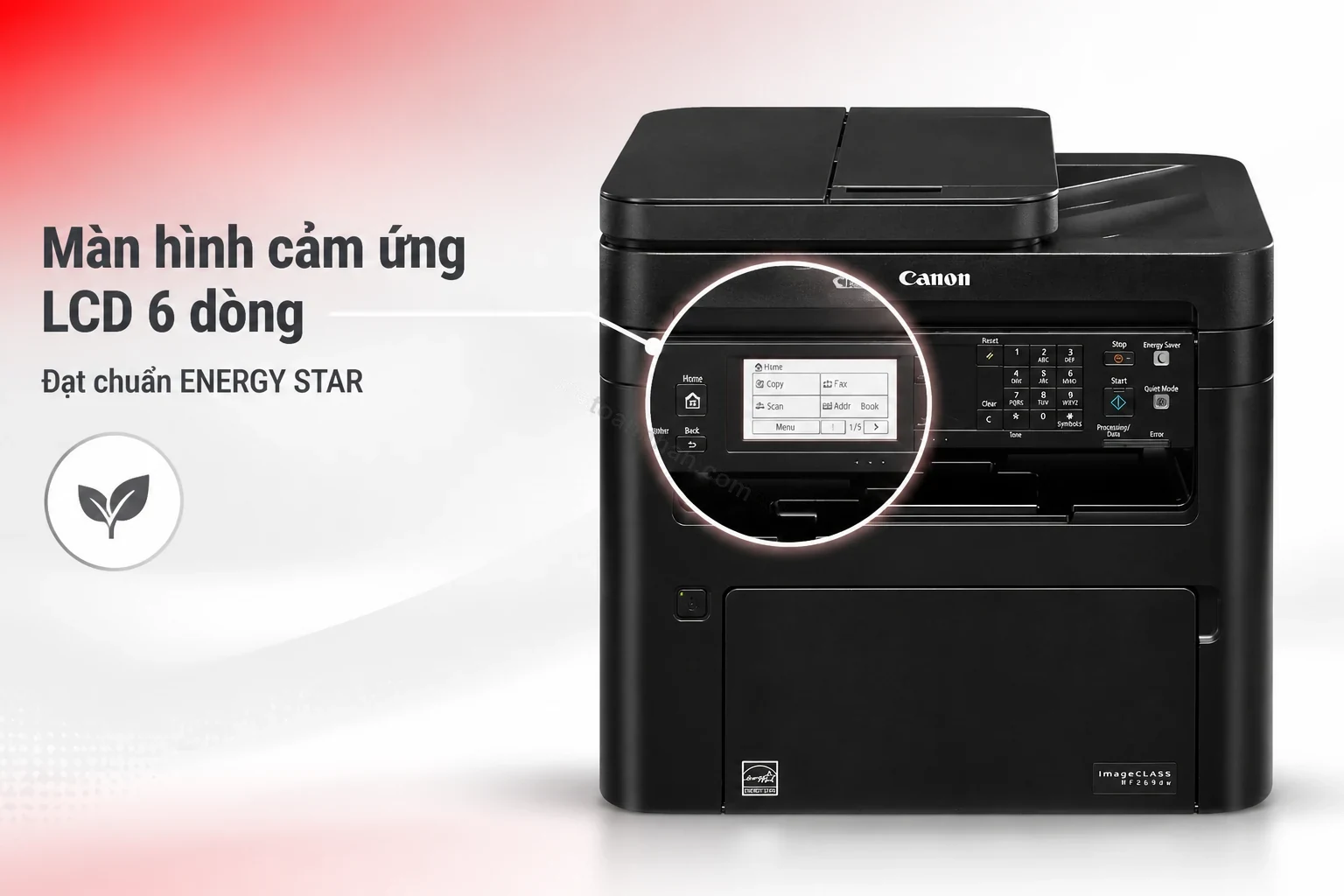 Màn hình cảm ứng LCD 6 dòng của Canon MF269dw điều khiển các chức năng